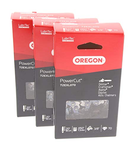 3PK Oregon 20" Latest Pro Chisel Chain 72EXL 70 Drive Links (D70/E70 Compatible) Fits Echo CS-590 Timberwolf, CS-600